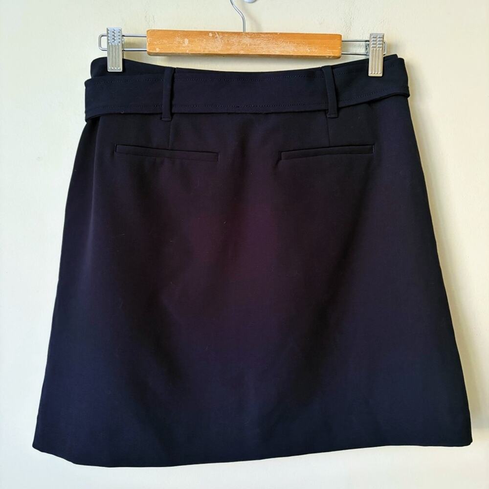 LOFT | Belted Tie Waist Pocket Shift Skirt A-line Navy Blue 6P Petite NWT - Picture 4 of 7